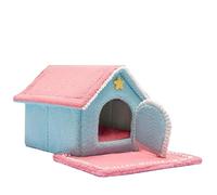 MQXDNFDC Acogedora casa para perros y gatos, nido de dormir plegable portátil para mascotas, suave y extraíble para perros, gatos, tienda de campaña con cojín para dormir (rosa, 50 x 40 x 44 cm)