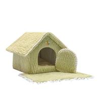 MQXDNFDC Acogedora casa para perros y gatos, nido de dormir plegable portátil para mascotas, suave y extraíble para perros, gatos, tienda de campaña con cojín para dormir (verde, 43 x 37 x 37 cm)