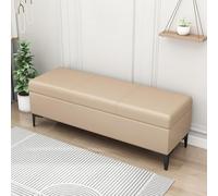 MQXDNFDC Banco de almacenamiento de piel sintética, banco tapizado al final de la cama, banco otomano con almacenamiento para dormitorio, sala de estar, soporta 100 x 40 x 43 cm, gris 4) (caqui, 80 x