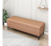 MQXDNFDC Banco de almacenamiento de piel sintética, banco tapizado al final de la cama, banco otomano con almacenamiento para dormitorio, sala de estar, soporta 100 x 40 x 43 cm (39 x 16 x 17), gris