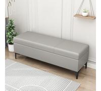 MQXDNFDC Banco de almacenamiento de piel sintética, banco tapizado al final de la cama, banco otomano con almacenamiento para dormitorio, sala de estar, soporta 100 x 40 x 43 cm (39 x 16 x 17), gris