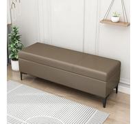 MQXDNFDC Banco de almacenamiento de piel sintética, banco tapizado al final de la cama, banco otomano con almacenamiento para dormitorio, sala de estar, soporta 100 x 40 x 43 cm, gris 4) (marrón, 80 x