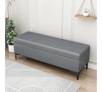 MQXDNFDC Banco de almacenamiento de piel sintética, banco tapizado al final de la cama, banco otomano con almacenamiento para dormitorio, sala de estar, soporta 100 x 40 x 43 cm (39 x 16 x 17), gris