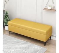 MQXDNFDC Banco de almacenamiento de piel sintética, banco tapizado al final de la cama, banco otomano con almacenamiento para dormitorio, sala de estar, soporta 100 x 40 x 43 cm, gris 4) (amarillo, 60
