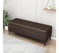 MQXDNFDC Banco de almacenamiento de piel sintética, banco tapizado al final de la cama, banco otomano con almacenamiento para dormitorio, sala de estar, soporta 100 x 40 x 43 cm, gris 4) (marrón 1,60