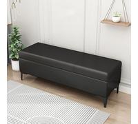 MQXDNFDC Banco de almacenamiento de piel sintética, banco tapizado al final de la cama, banco otomano con almacenamiento para dormitorio, sala de estar, soporta 100 x 40 x 43 cm, gris 4) (negro, 100 x