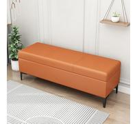 MQXDNFDC Banco de almacenamiento de piel sintética, banco tapizado al final de la cama, banco otomano con almacenamiento para dormitorio, sala de estar, soporta 100 x 40 x 43 cm, gris 4) (naranja, 120