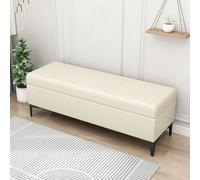 MQXDNFDC Banco de almacenamiento de piel sintética, banco tapizado al final de la cama, banco otomano con almacenamiento para dormitorio, sala de estar, soporta 100 x 40 x 43 cm, gris 4) (beige, 120 x