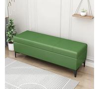 MQXDNFDC Banco de almacenamiento de piel sintética, banco tapizado al final de la cama, banco otomano con almacenamiento para dormitorio, sala de estar, soporta 100 x 40 x 43 cm, gris 4) (verde 1,60 x