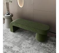 MQXDNFDC Banco otomano moderno y mullido de sherpa, banco tapizado de piel sintética, reposapiés para dormitorio, sala de estar, pasillo (100 x 40 x 45 cm, beige) (verde, 120 x 40 x 45 cm)
