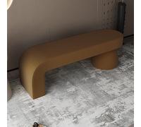 MQXDNFDC Banco otomano moderno y mullido de sherpa, banco tapizado de piel sintética, reposapiés para dormitorio, sala de estar, pasillo (100 x 40 x 45 cm, beige) (marrón, 80 x 40 x 45 cm)