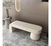 MQXDNFDC Banco otomano moderno y mullido de sherpa, banco tapizado de piel sintética, reposapiés para dormitorio, sala de estar, pasillo (100 x 40 x 45 cm, beige) (beige, 80 x 40 x 45 cm)