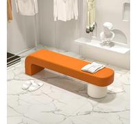 MQXDNFDC Banco tapizado de piel sintética para sala de espera, banco de zapatos de entrada, banco otomano moderno para comedor, sala de estar (80 x 40 x 45 cm, gris 1) (Orang)