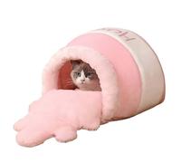 MQXDNFDC Cama cálida de invierno para gatos, con forma de maceta de miel, saco de dormir para gatos con cojín extraíble, espuma viscoelástica para mascotas, cama lavable para gatos pequeños A(B)