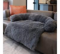 MQXDNFDC Cama calmante de felpa para perro, tapete de lujo para perro, sofá de piel y gato, protector de muebles para mascotas con parte inferior antideslizante, cojín lavable suave y cálido, L-90 x
