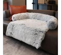 MQXDNFDC Cama calmante de felpa para perro, tapete de lujo para perro, sofá de piel y gato, protector de muebles para mascotas con parte inferior antideslizante, cojín lavable suave y cálido, L-90 x