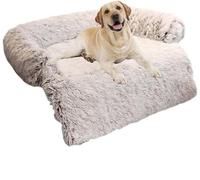 MQXDNFDC Cama calmante para perro, sofá de felpa ultra suave, cojín para aliviar la ansiedad, protector de muebles para perros y gatos, lavable con parte inferior antideslizante, funda extraíble con