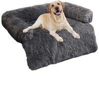MQXDNFDC Cama calmante para perro, sofá de felpa ultra suave, cojín para aliviar la ansiedad, protector de muebles para perros y gatos, lavable con parte inferior antideslizante, funda extraíble con