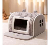 MQXDNFDC Cama cueva para gatos, mantiene el calor, casa de cama para gatos semicerrada, alfombrilla cómoda para mascotas con cojín extraíble lavable y parte inferior antideslizante para perros