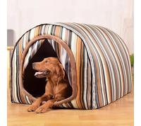 MQXDNFDC Cama grande para perros con cortina, cojín ortopédico para aliviar la ansiedad, caseta calmante para perros, lavable, impermeable, antideslizante, sofá cama plegable 2 en 1 (M para mascotas