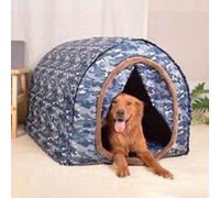 MQXDNFDC Cama grande para perros con cortina, cojín ortopédico para aliviar la ansiedad, caseta calmante para perros, lavable, impermeable, antideslizante, sofá cama plegable 2 en 1 (M para mascotas