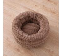 MQXDNFDC Cama para mascotas para gatos y perros pequeños y medianos con cojín suave, redonda u ovalada, cama cueva para gatos y perros pequeños, marrón, M (50 x 50 cm)