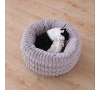 MQXDNFDC Cama para mascotas para gatos y perros pequeños y medianos con cojín suave, redonda u ovalada, cama cueva para gatos y perros pequeños, color gris, M (50 x 50 cm)
