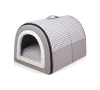 MQXDNFDC Cama para perro, casa grande 2 en 1 para mascotas con cojín calmante extraíble, impermeable, antideslizante, plegable, antiansiedad, cama suave y cálida para perros, cachorros, gatos, conejo