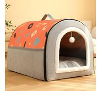 MQXDNFDC Cama portátil 2 en 1 para mascotas, cama plegable para perros y gatos, cama para perros y gatos, antideslizante, almohadilla de dormir cálida para cachorros, gatitos y conejos (naranja, 60 x