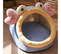 MQXDNFDC Cama portátil para perros y gatos, cama suave y cálida con cojín extraíble, cojín antideslizante y lavable, para cama, sofá, nido de mascotas (azul, 38 x 36 x 30 cm)