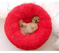 MQXDNFDC Cama redonda de felpa para gatos y perros, lavable y calmante con forma de dona, nido de cama para mascotas, súper suave y esponjosa, tapete de cojín para cachorros para dormir cálido en