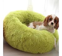 MQXDNFDC Cama redonda de felpa para gatos y perros, lavable y calmante con forma de dona, nido de cama para mascotas, súper suave y esponjosa, tapete de cojín para cachorros para dormir cálido en