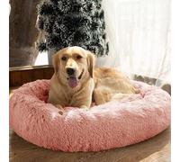 MQXDNFDC Cama redonda de felpa para gatos y perros, lavable y calmante con forma de dona, nido de cama para mascotas, súper suave y esponjosa, tapete de cojín para cachorros para dormir cálido en