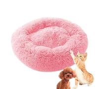 MQXDNFDC Cama suave para mascotas para gatos y perros, nido de cojín redondo para mascotas, cama calmante para animales, alfombrilla de felpa cálida con base antideslizante, XXL, rosa claro (rosa, 110
