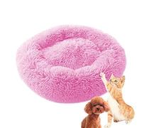 MQXDNFDC Cama suave para mascotas para gatos y perros, nido de cojín redondo para mascotas, cama calmante para animales, cama cálida de felpa con base antideslizante, XXL, rosa claro (rosa claro, 70