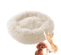 MQXDNFDC Cama suave para mascotas para gatos y perros, nido de cojín redondo para mascotas, cama calmante para animales, alfombrilla de felpa cálida con base antideslizante, S-blanco