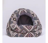 MQXDNFDC Cama suave y cálida para perros y gatos, nido de dormir con cojín extraíble para interiores, cama portátil para mascotas, cojín para sofá cama (marrón, 50 x 56 x 54 cm)