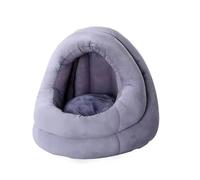 MQXDNFDC Cama suave y cálida para perros y gatos, nido de dormir con cojín extraíble para interiores, cama portátil para mascotas, cojín para sofá cama (gris, 70 x 60 x 60 cm)