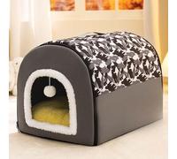 MQXDNFDC Cama tipo cueva para gatos 2025, casa cálida 2 en 1, nido de cueva para gatos semicerrado, cama plegable para perros con alfombrilla cómoda extraíble para perros pequeños a grandes, gris, XL