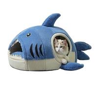 MQXDNFDC Cama tipo cueva para gatos en forma de tiburón, alfombrilla cómoda para mascotas, casa cálida para gatos con cojín grueso, tienda de campaña para gatos con cojín extraíble lavable, saco de