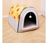 MQXDNFDC Cama tipo cueva portátil para gatos y perros, lavable, antideslizante, casa de cama para mascotas, antiansiedad, tienda de campaña, cojín para dormir, casa cálida para mascotas (amarillo, 75