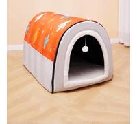 MQXDNFDC Cama tipo cueva portátil para gatos y perros, lavable, antideslizante, casa de cama para mascotas, antiansiedad, tienda de campaña, cojín para dormir, casa cálida para mascotas (naranja, 75 x