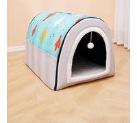 MQXDNFDC Cama tipo cueva portátil para gatos y perros, lavable, antideslizante, casa de cama para mascotas, antiansiedad, tienda de campaña, cojín para dormir, casa cálida para mascotas (azul cielo,