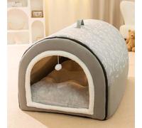 MQXDNFDC Casa para perros, cama grande plegable 2 en 1 para perros con cojín suave y cálido antiansiedad, cama antideslizante para mascotas, cachorros, gatos, conejos, cueva extraíble y lavable para