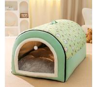 MQXDNFDC Casa para perros, cama grande plegable 2 en 1 para perros con cojín suave y cálido, antideslizante para perros, cachorros, gatos, conejos, cueva extraíble y lavable para mascotas (M: 50 x 40