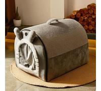 MQXDNFDC Casa plegable para perros y gatos, cálida y suave, 2 en 1, antiansiedad, para cachorros, gatitos, cama calmante extraíble para mascotas (Gris, 40 x 35 x 33 cm)