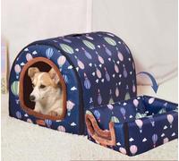 MQXDNFDC Caseta para perros extra grande, 2 en 1 de lujo, cueva para mascotas, cama calmante portátil, cojín ortopédico antiansiedad, tienda de campaña suave para perros medianos y grandes (XL-76 x 55