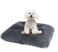 MQXDNFDC Colchón de piel de lujo para perros y gatos, lavable, suave y cálido, colchón de felpa esponjosa, antideslizante, para la ansiedad, para mascotas, S/M/L/XL/XXL (gris oscuro, S-65 x 48 cm)