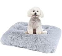 MQXDNFDC Colchón de piel de lujo para perros y gatos, lavable, suave y cálido, colchón de felpa mullida para perros, antideslizante, para la ansiedad, para mascotas, S/M/L/XL/XXL (gris claro, XL-110 x
