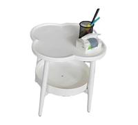 MQXDNFDC Cream Wind - Mesa de té pequeña con borde de sofá, armario, sala de estar, estante móvil, marco redondo